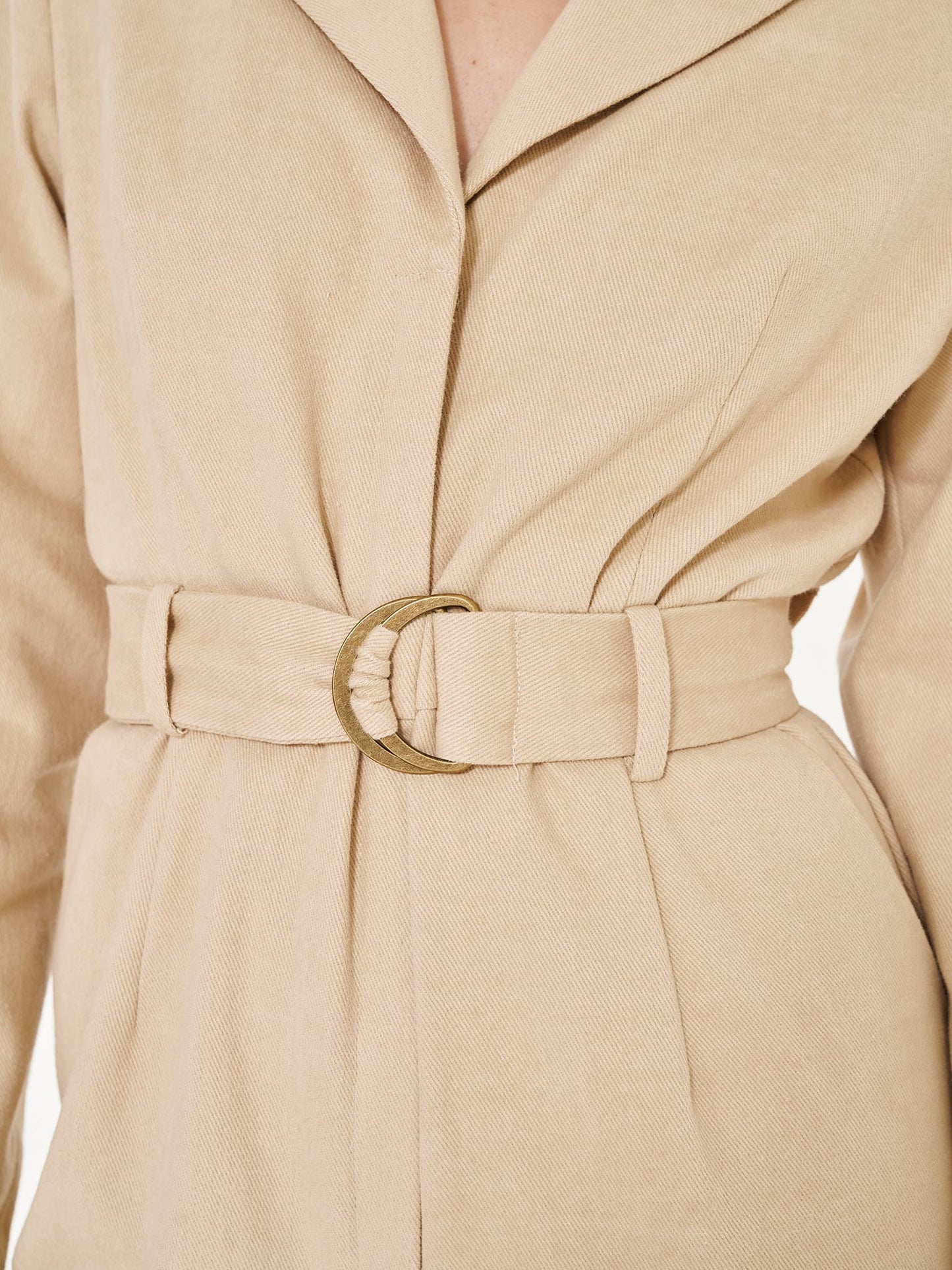 Belted Tailored Jumpsuit - Stone