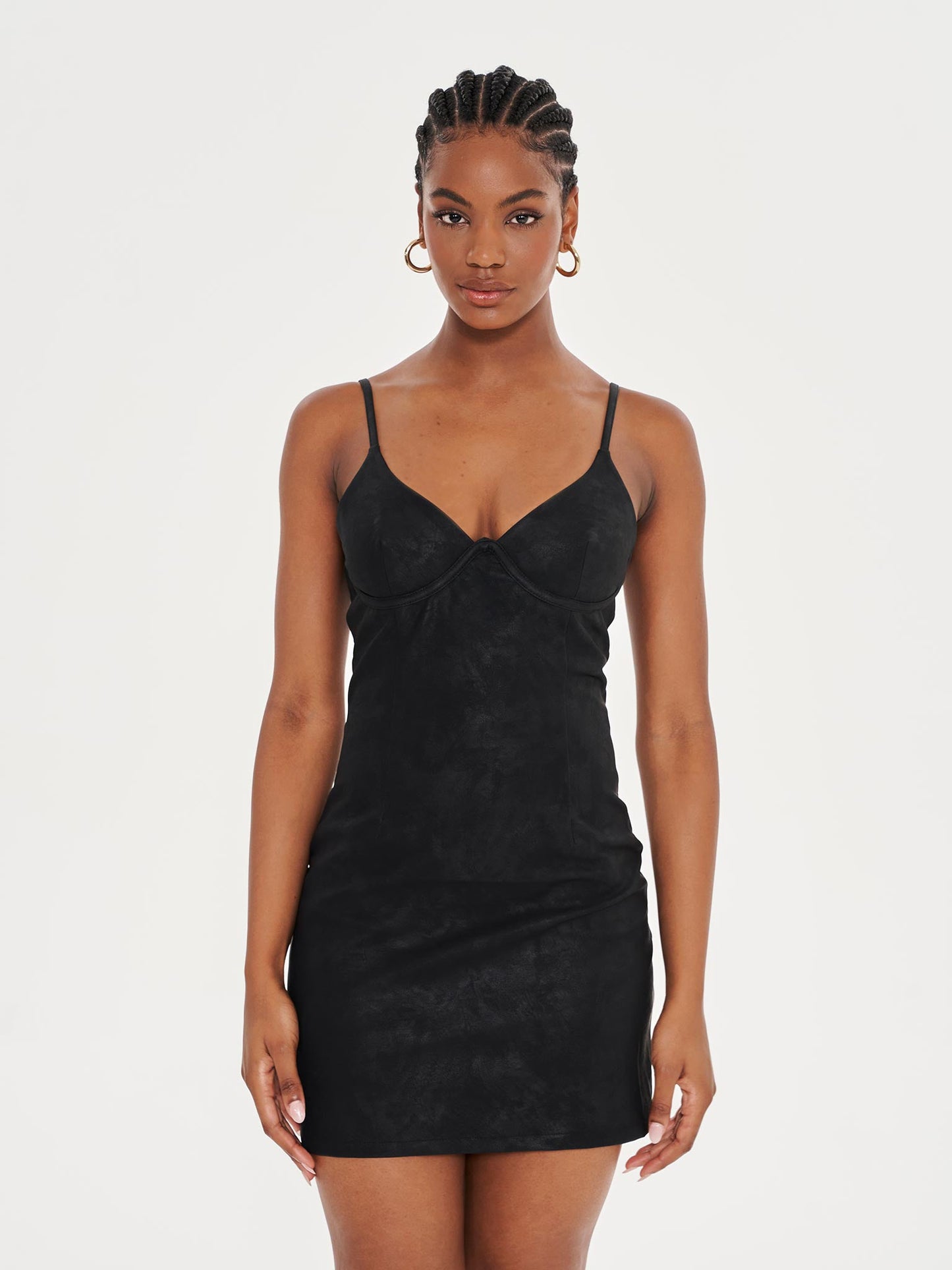 Faux Leather Cami Dress - Black