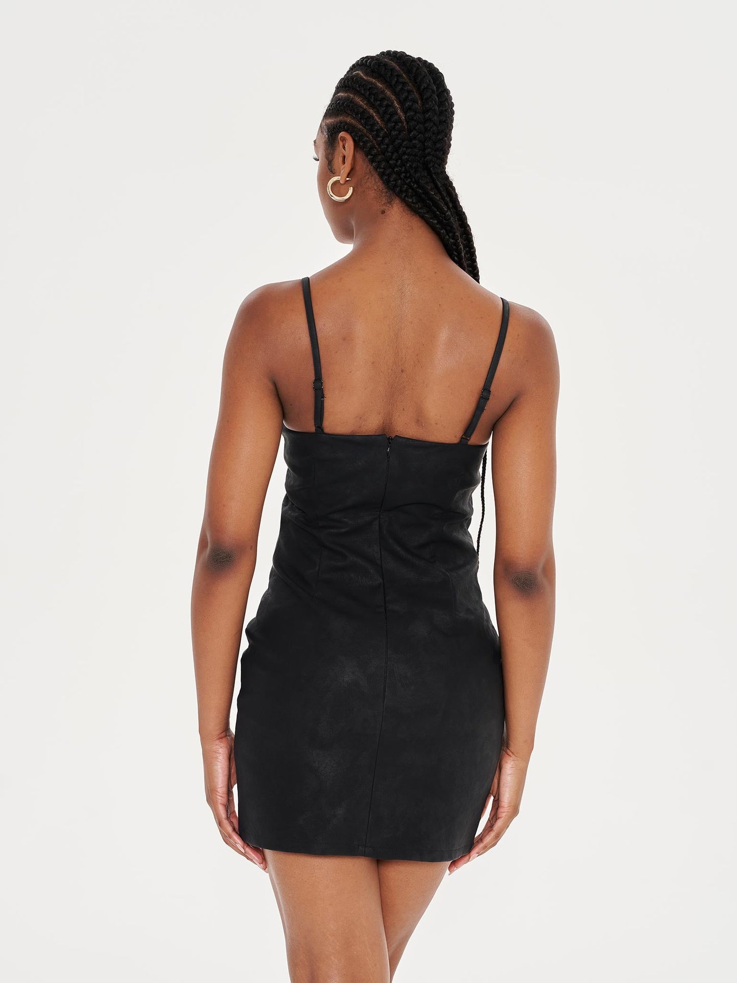 Faux Leather Cami Dress - Black