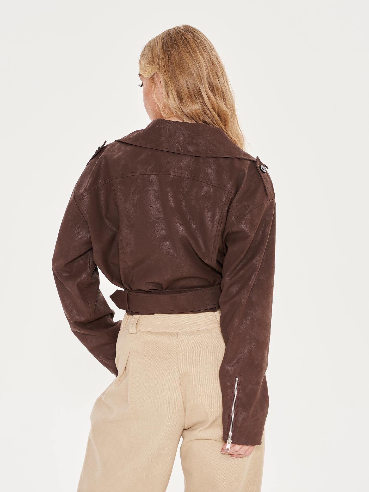 Suede cropped hot sale biker jacket