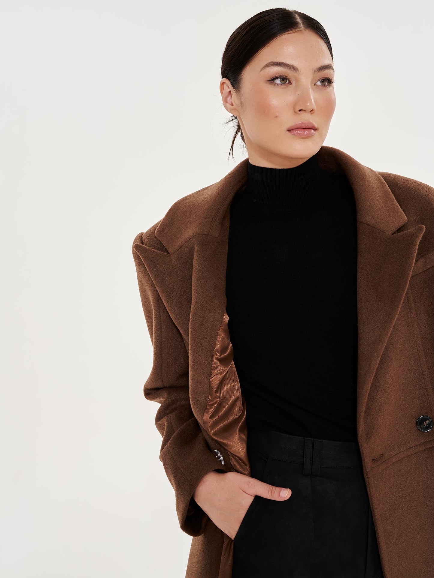 Tailored Crombie Coat - Brown